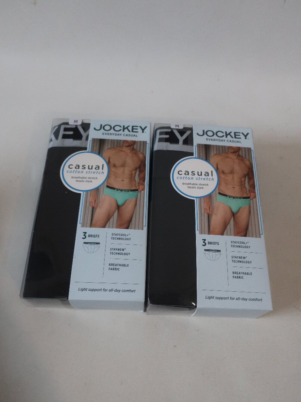 New In Box Mens Jockey 6 Pack Cotton Stretch Black Briefs Underwear M